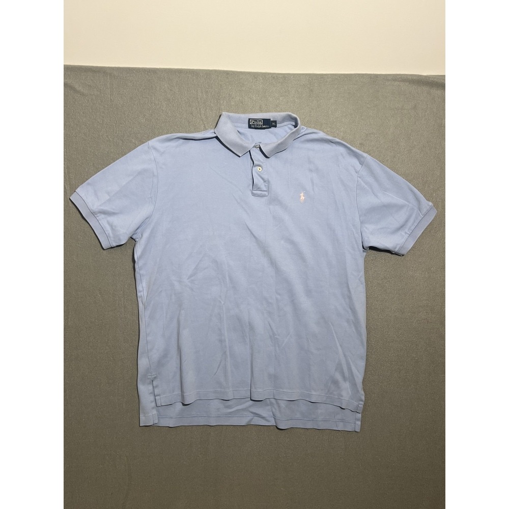 Polo Ralph Lauren Men's XL Light Blue Cotton Short Sleeve Polo Shirt Pony Logo